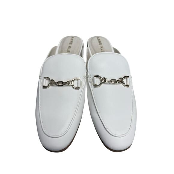 NEW Anne Klein Brantley Bit Loafer Mule Slip-On Shoes Women's 7.5 White Minimal - Picture 2 of 8